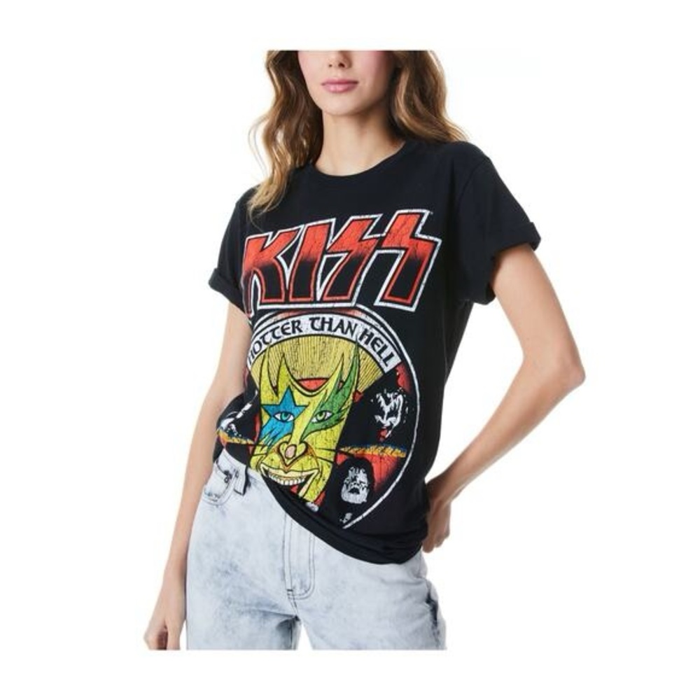 Alice + Olivia Black KISS Graphic Tee